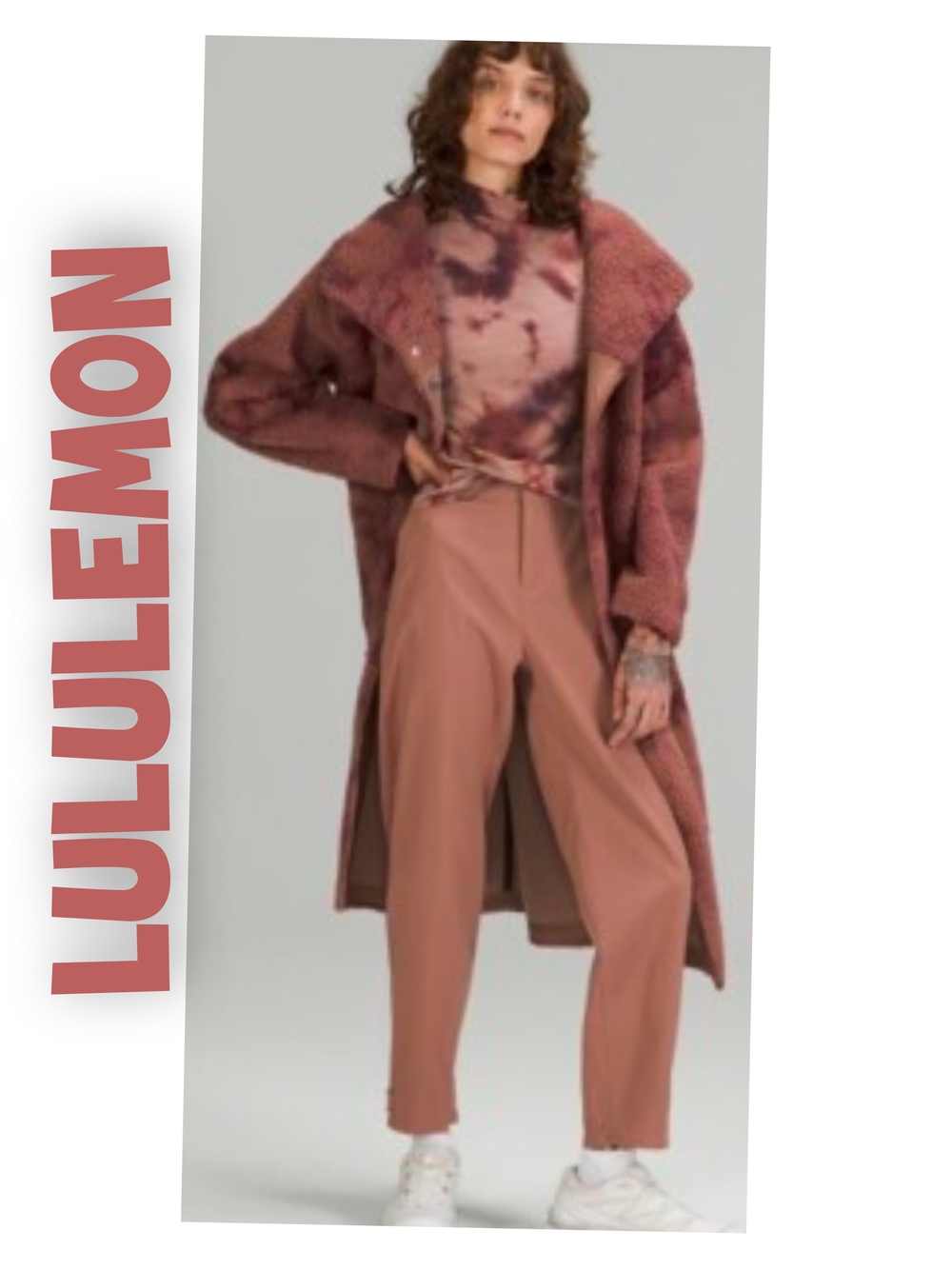 Lululemon Lab Textured Fleece Coat Dye Dusty Bronze Pelt Size 8